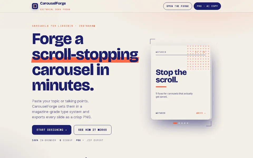 Screenshot of CarouselForge
